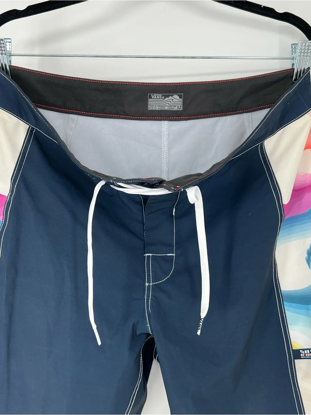 Vans Navy Boardshorts with Multicolor Wave‎ Panels